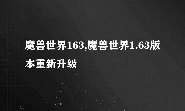 魔兽世界163,魔兽世界1.63版本重新升级