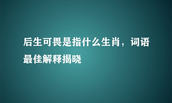 后生可畏是指什么生肖，词语最佳解释揭晓