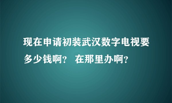 现在申请初装武汉数字电视要多少钱啊？ 在那里办啊？