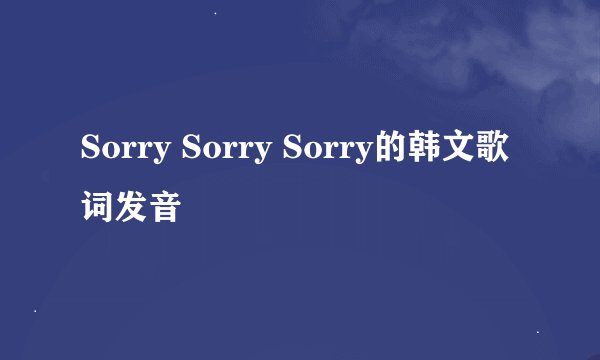 Sorry Sorry Sorry的韩文歌词发音