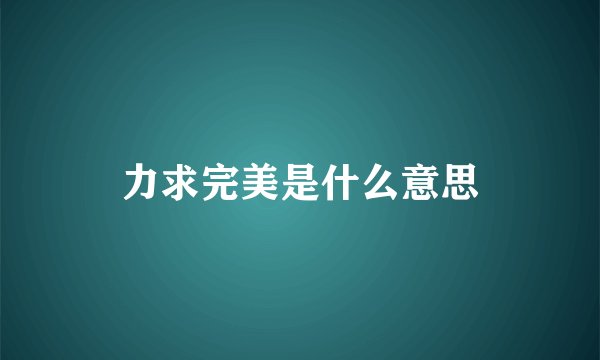 力求完美是什么意思