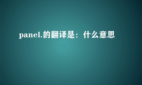 panel.的翻译是:什么意思