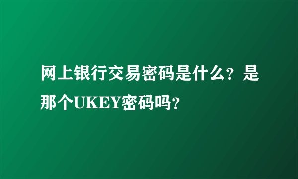 网上银行交易密码是什么？是那个UKEY密码吗？