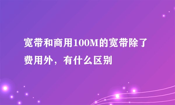 宽带和商用100M的宽带除了费用外，有什么区别
