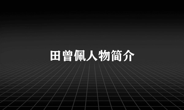 田曾佩人物简介