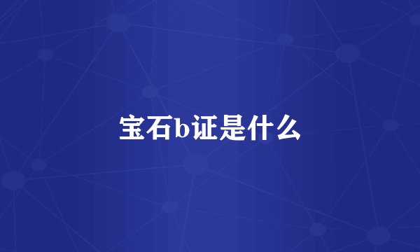 宝石b证是什么