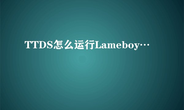 TTDS怎么运行Lameboy…