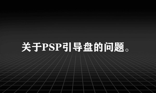 关于PSP引导盘的问题。