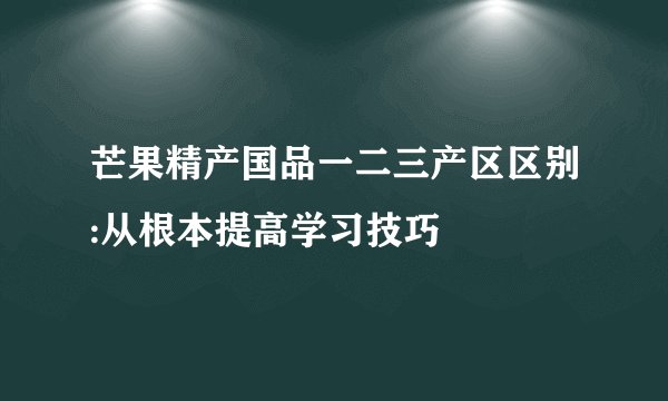 芒果精产国品一二三产区区别:从根本提高学习技巧