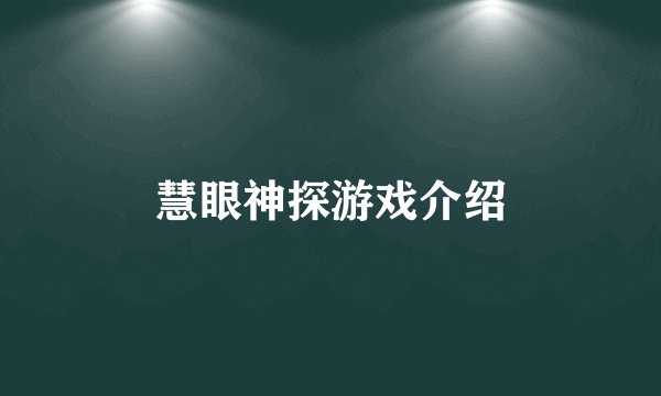 慧眼神探游戏介绍