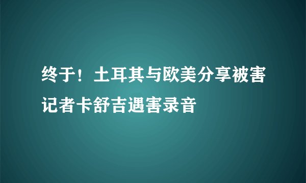 终于！土耳其与欧美分享被害记者卡舒吉遇害录音