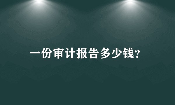 一份审计报告多少钱?