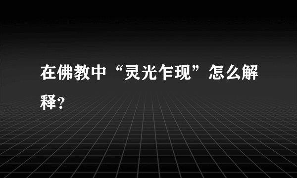 在佛教中“灵光乍现”怎么解释?