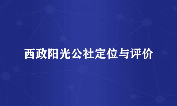 西政阳光公社定位与评价