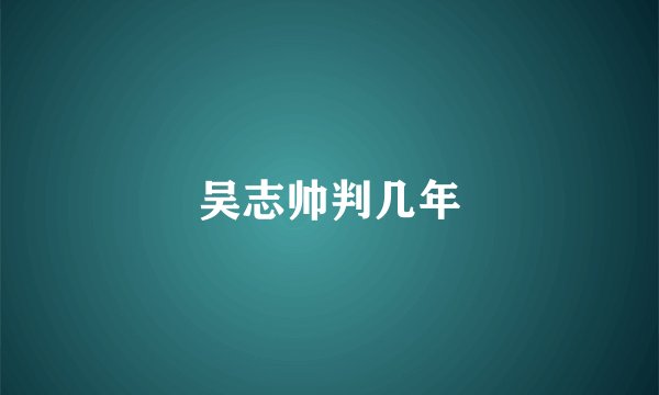 吴志帅判几年
