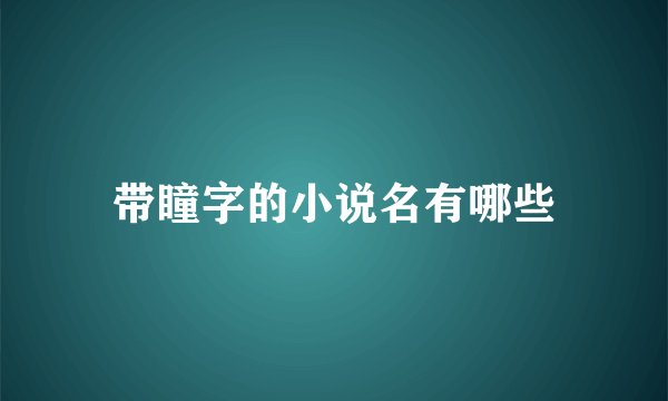 带瞳字的小说名有哪些