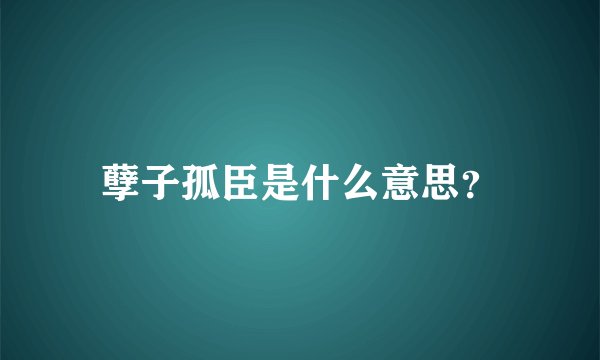 孽子孤臣是什么意思？