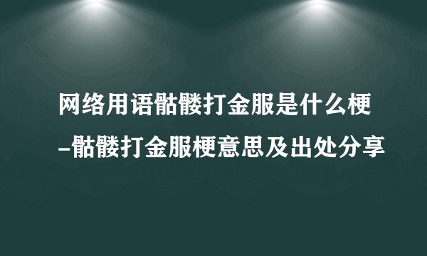 网络用语骷髅打金服是什么梗-骷髅打金服梗意思及出处分享