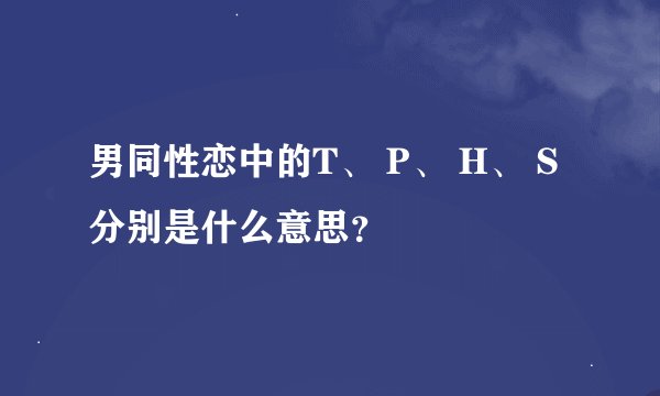 男同性恋中的T、 P、 H、 S分别是什么意思?