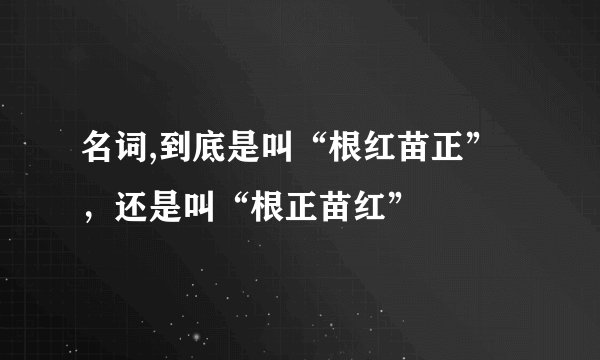 名词,到底是叫“根红苗正”，还是叫“根正苗红”
