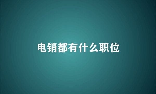 电销都有什么职位