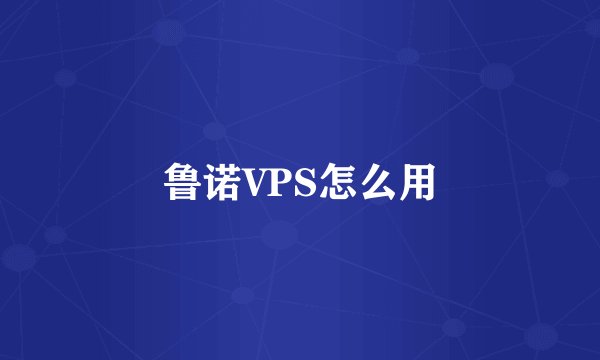 鲁诺VPS怎么用