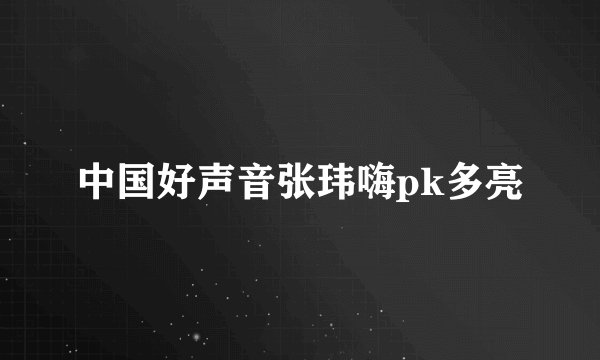 中国好声音张玮嗨pk多亮