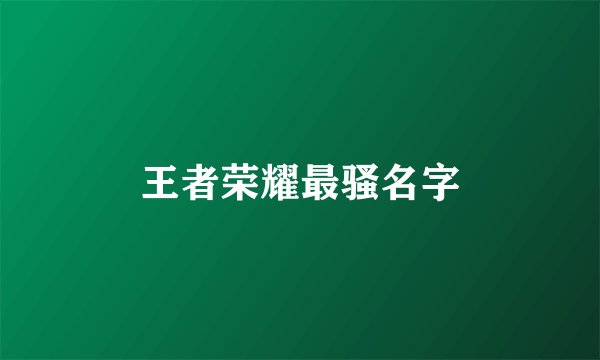王者荣耀最骚名字