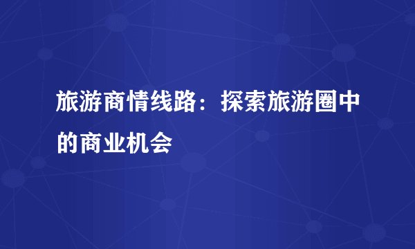 旅游商情线路:探索旅游圈中的商业机会