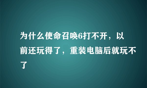 为什么使命召唤6打不开,以前还玩得了,重装电脑后就玩不了