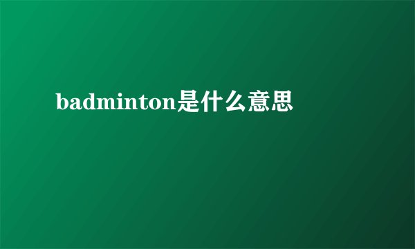 badminton是什么意思