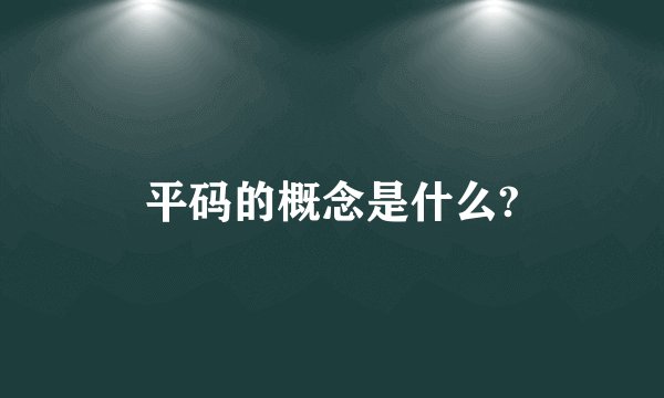 平码的概念是什么?
