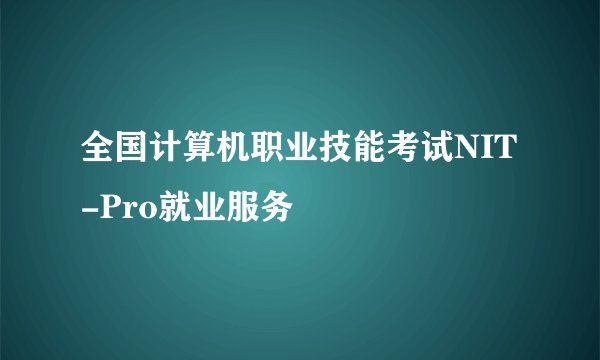 全国计算机职业技能考试NIT-Pro就业服务
