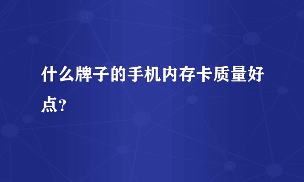 什么牌子的手机内存卡质量好点？