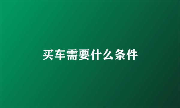 买车需要什么条件