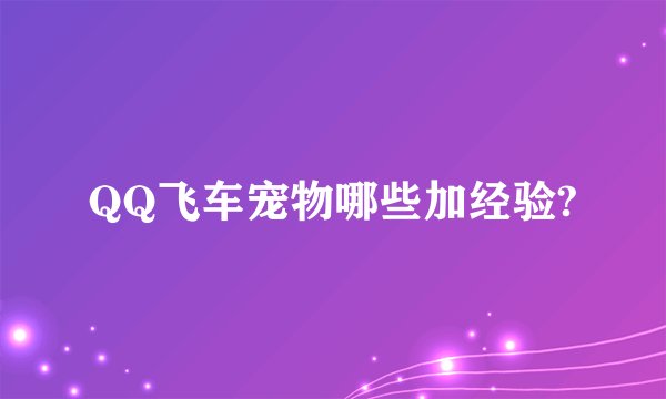 QQ飞车宠物哪些加经验?