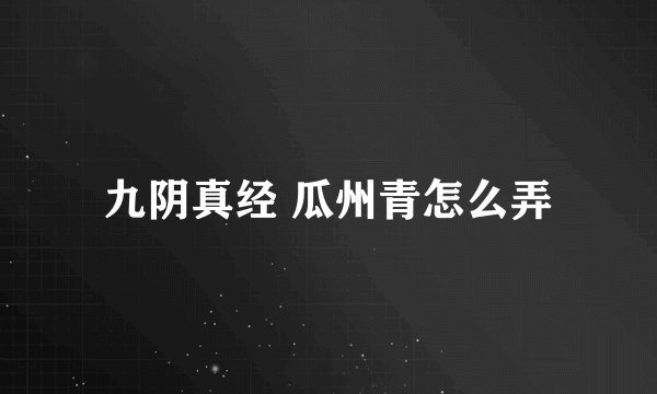 九阴真经 瓜州青怎么弄