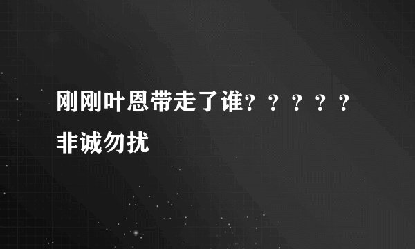 刚刚叶恩带走了谁?????非诚勿扰