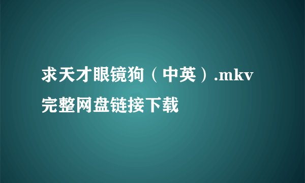 求天才眼镜狗（中英）.mkv完整网盘链接下载