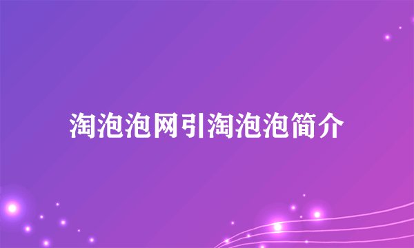 淘泡泡网引淘泡泡简介