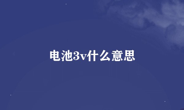 电池3v什么意思