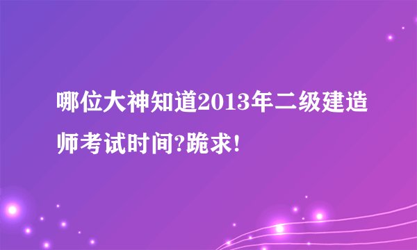 哪位大神知道2013年二级建造师考试时间?跪求!