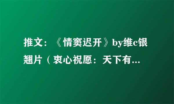 推文：《情窦迟开》by维c银翘片（衷心祝愿：天下有情人终成眷属嗷～）