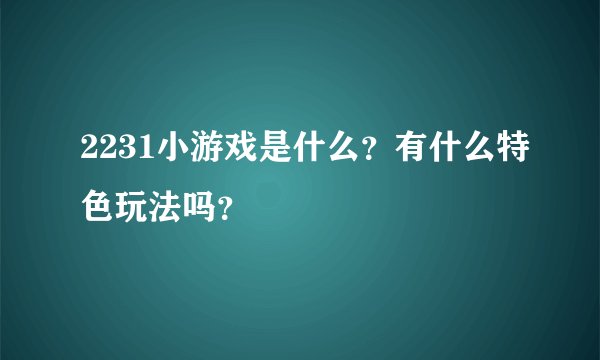 2231小游戏是什么？有什么特色玩法吗？