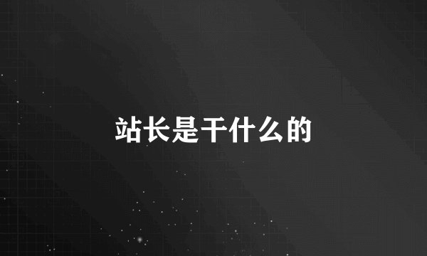 站长是干什么的