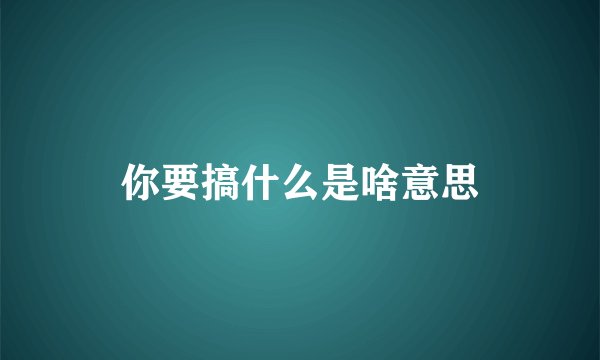 你要搞什么是啥意思