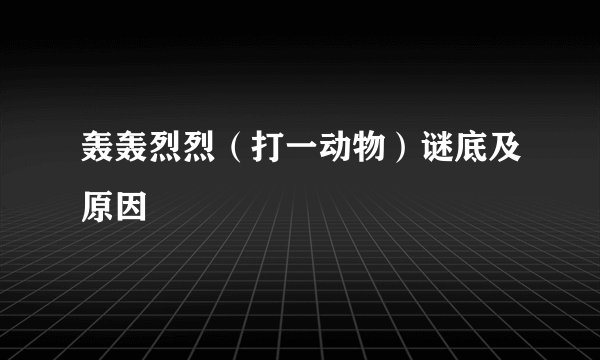 轰轰烈烈（打一动物）谜底及原因