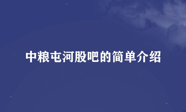 中粮屯河股吧的简单介绍