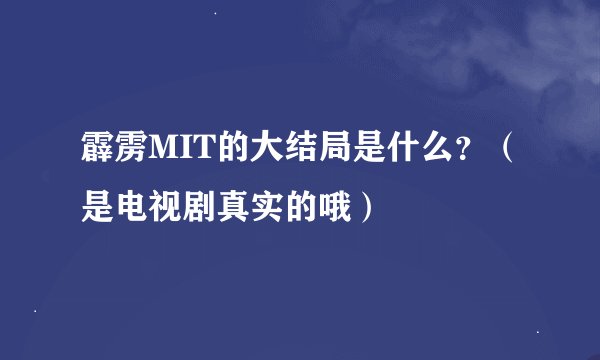 霹雳MIT的大结局是什么?(是电视剧真实的哦)