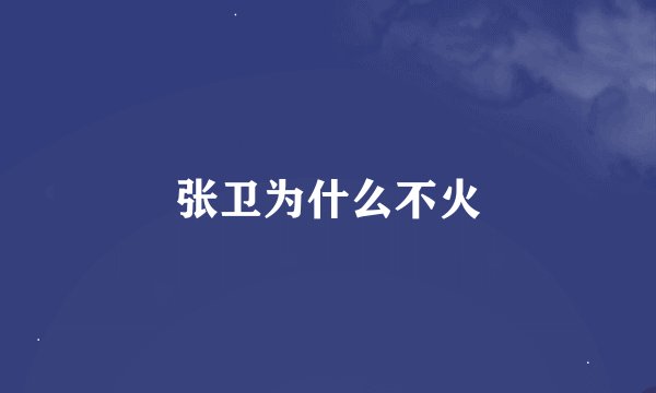 张卫为什么不火